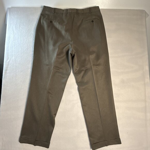 Louis Raphael Men’s 40x32 Microfiber Cuffed Dress Pants Brown Office Casual Work - Picture 7 of 9